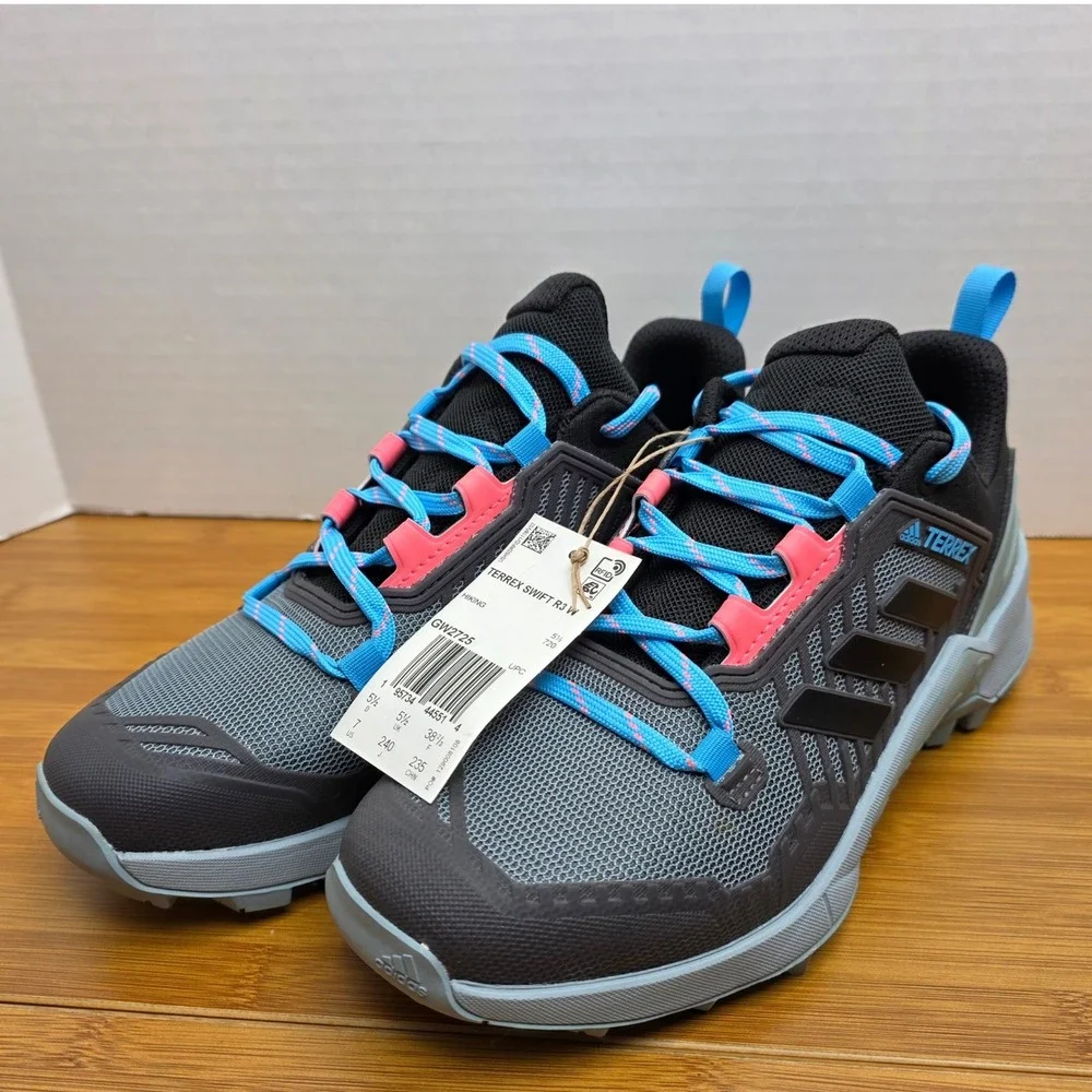 Adidas Terrex Swift R3 Hiking Shoes Grey Black Blue Pink GW2725 Womens 7